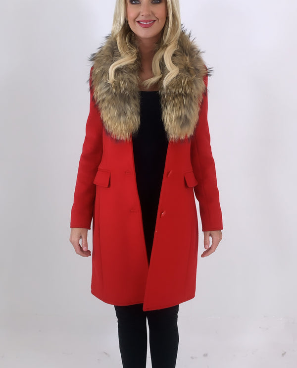 Fracomina red fur coat