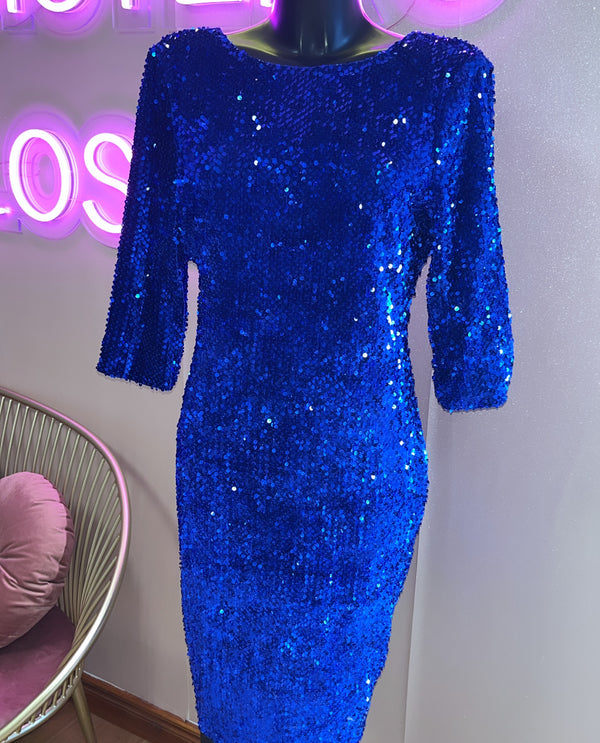 Blue Sequin Dress - Size 16