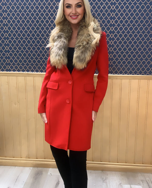 Fracomina red fur coat